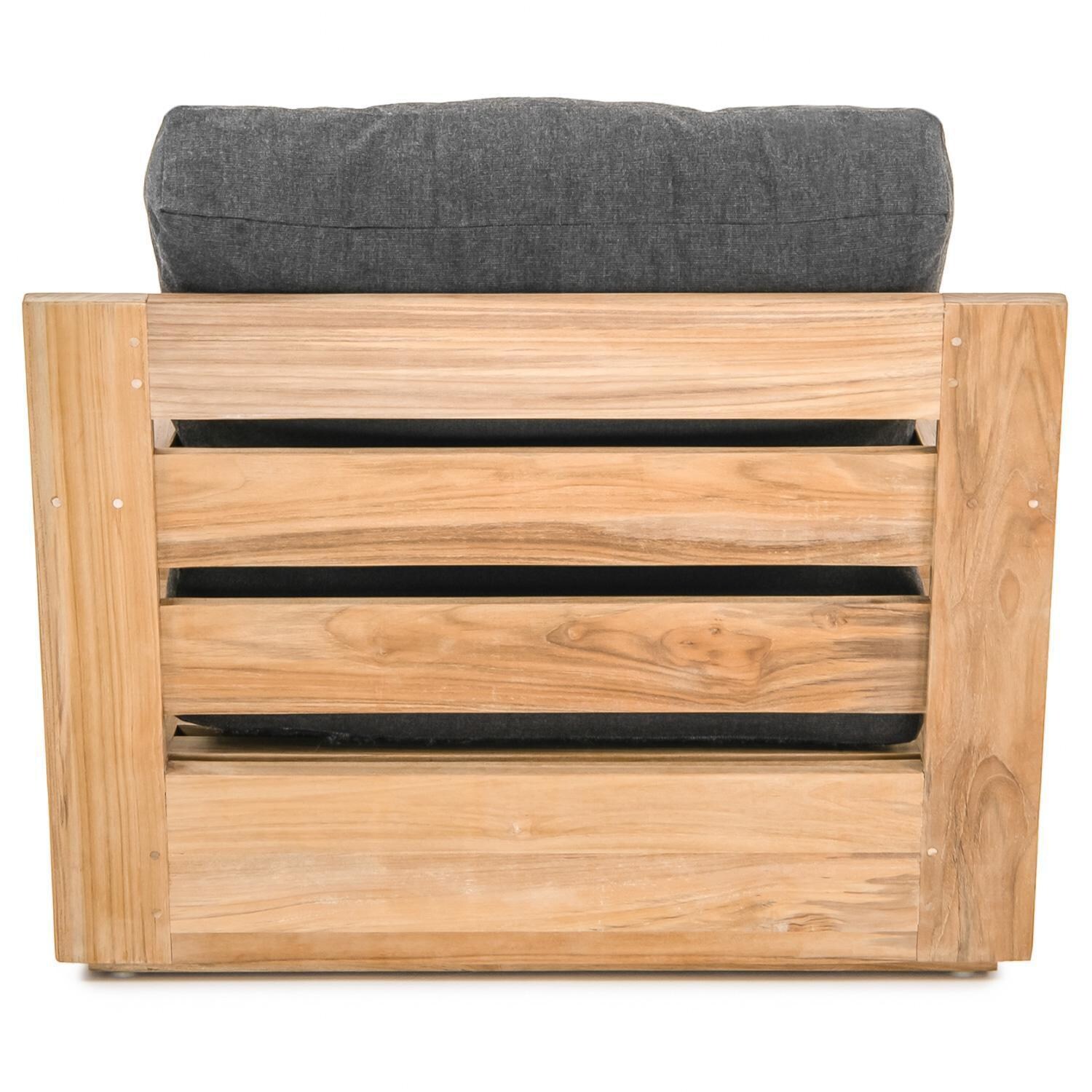 Teak + Table Atlantic Teak Patio Club Chair in Carbon - Back - White Background thumbnail