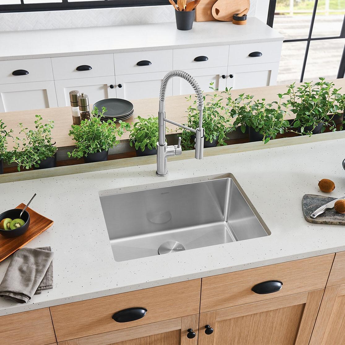 Blanco 524752 Cuvee 25 X 18 Inch Undermount Sink - Stainless Steel - Angled Left - Lifestyle thumbnail