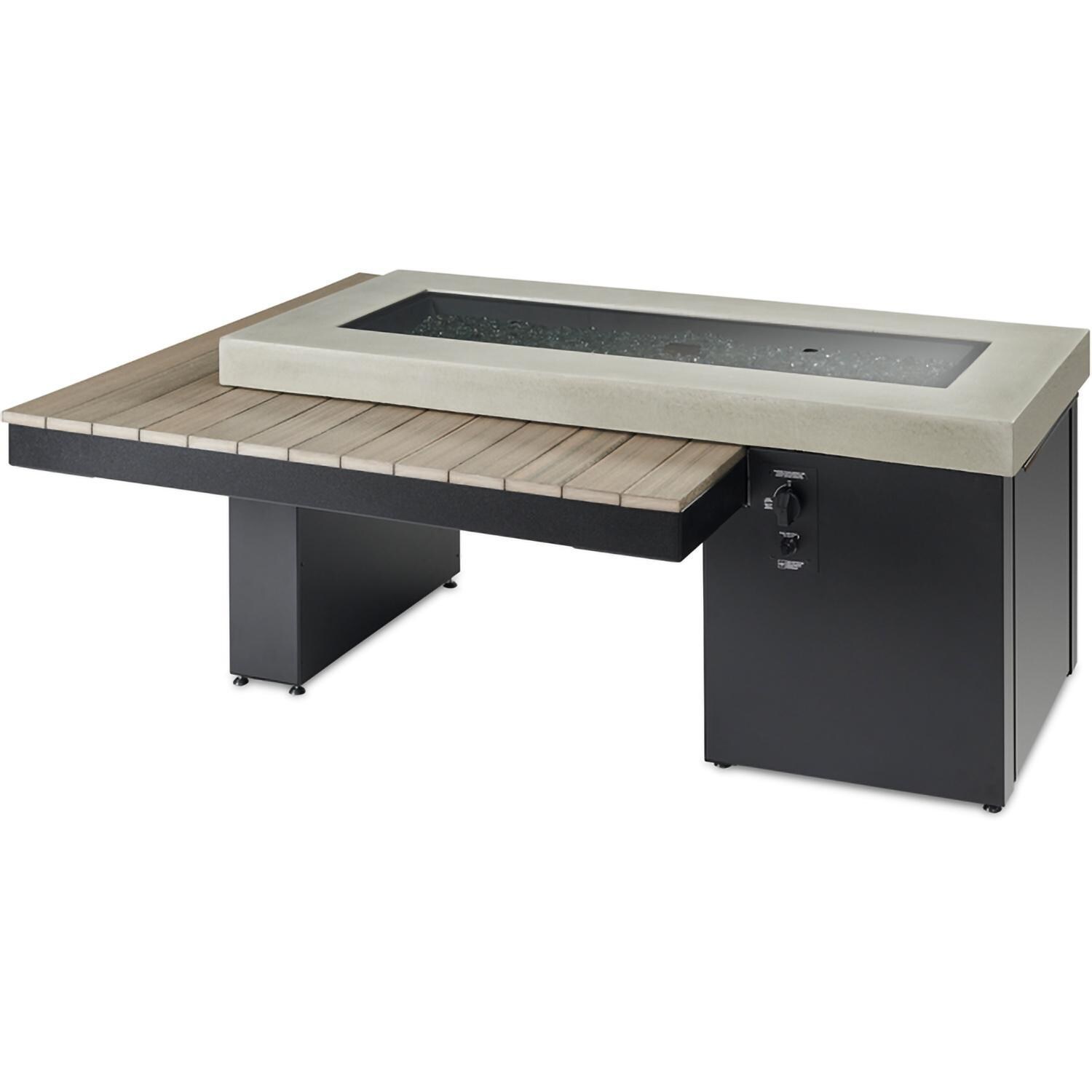 Lakeview Outdoor Designs Emfield 65 Inch Rectangular Aluminum Natural Gas w/ Electronic Ignition Fire Pit Table in Coastal Grey (Ships as Propane w/ Conversion Kit) - Cover On - White Background thumbnail