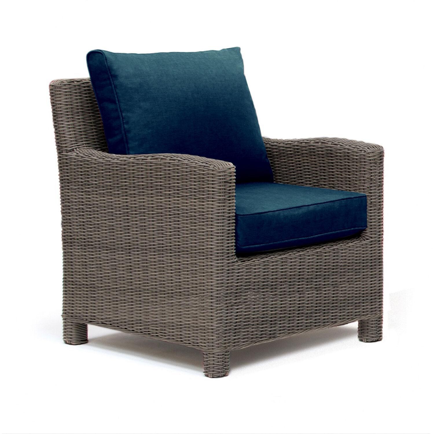 Palma 6 Pc Teak Lounge Seating Set in Indigo By KETTLER - Club Chair - White Background thumbnail