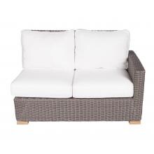 Sanibel Wicker Patio Right Arm Loveseat W/ Sunbrella Canvas Natural Cushions By Royal Teak Collection