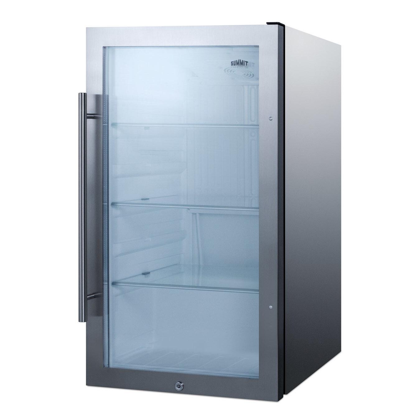 Summit SPR489OSCSS Commercial 19-Inch 3.1 Cu. Ft. Shallow Depth Outdoor Rated Beverage Cooler - Angled thumbnail