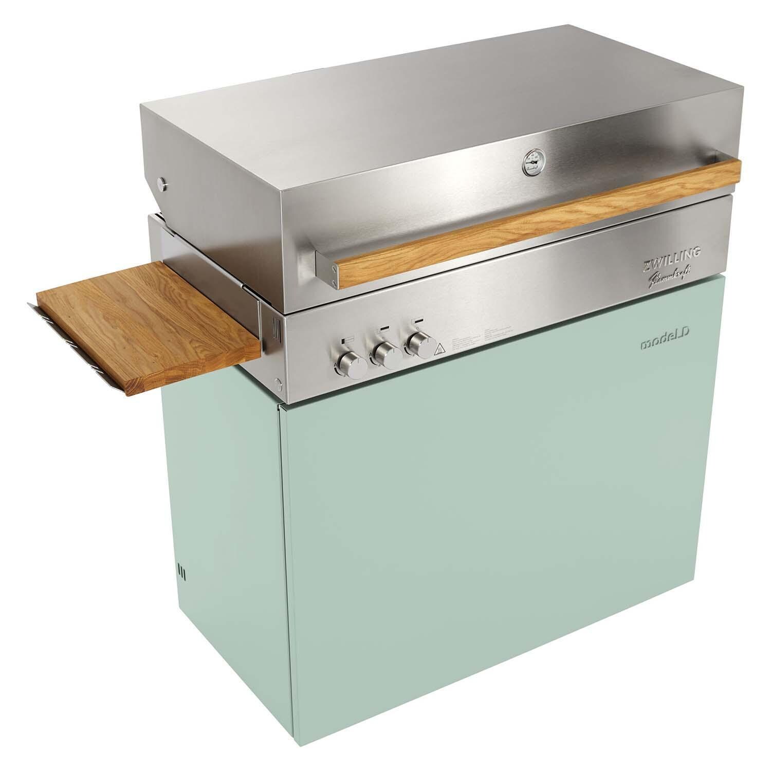 Flammkraft 1029544 Model D Propane Gas Grill - Pool - Shown w/ Side Shelf (Sold Separately) - White Background thumbnail