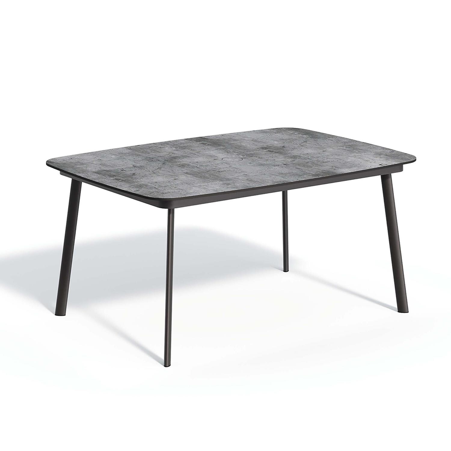 Oxford Garden Eiland 63 Inch Carbon Aluminum Dining Table W/ Skyline HPL Table Top thumbnail