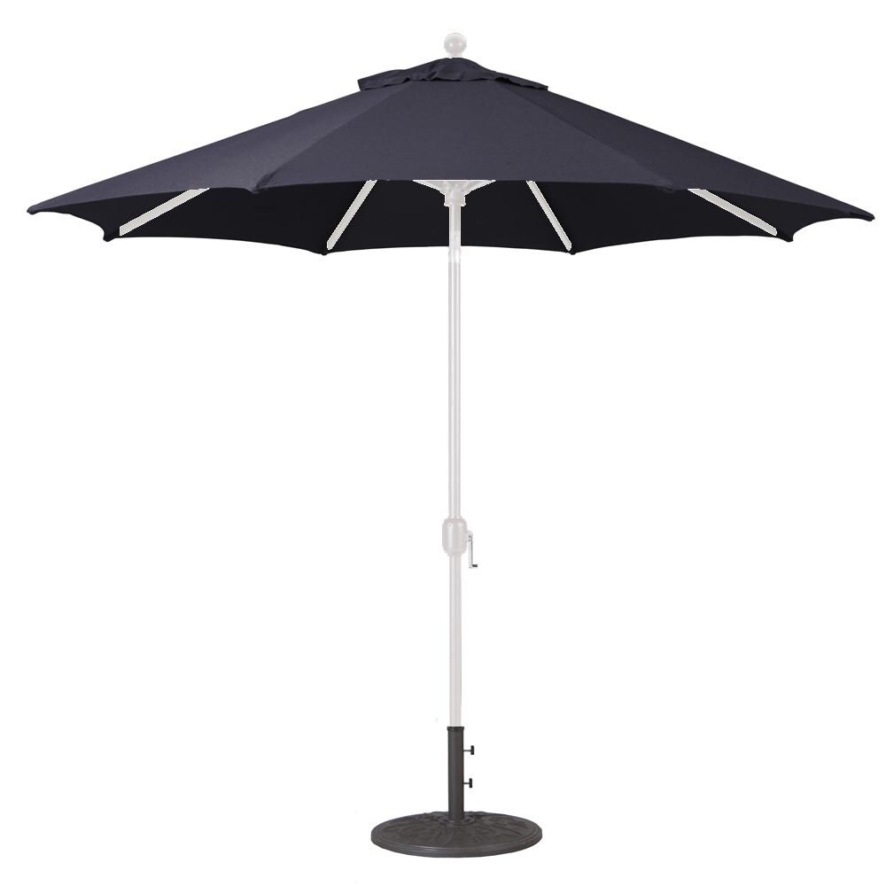 Galtech 9 Ft. Octagonal Aluminum Patio Market Umbrella W/ Crank Lift And Deluxe Auto Tilt - White Frame W/ Sunbrella Canvas Black Canopy