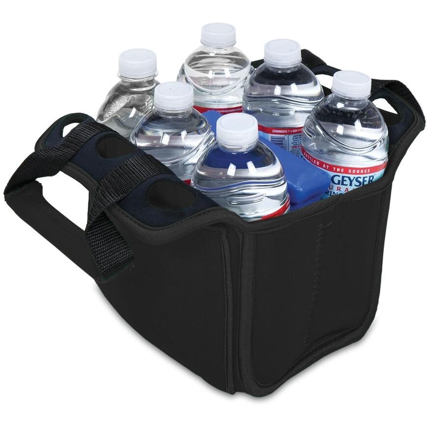 Picnic Time Six Pack Insulated Beverage Tote - Black - Open thumbnail