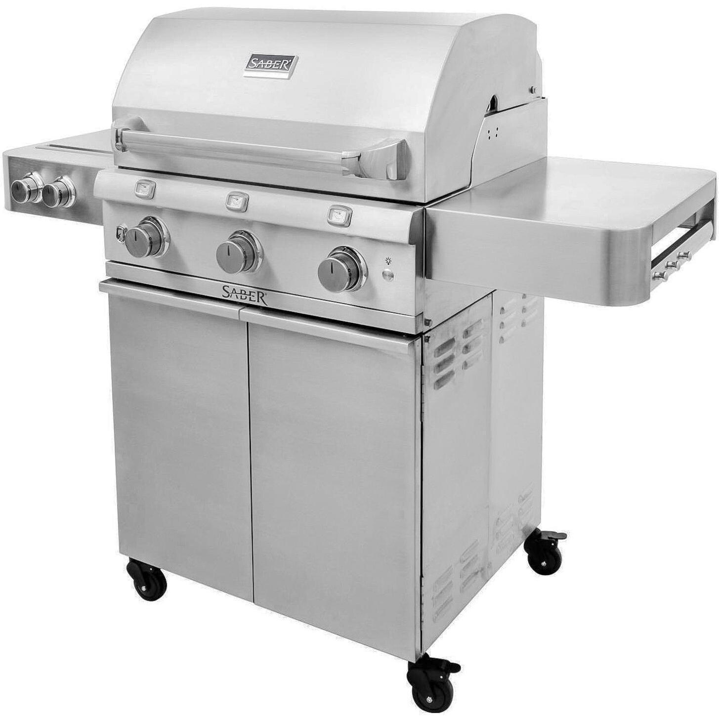 Saber Premium R50SC0017 500 32-Inch 3-Burner Infrared Propane Gas Grill With Side Burner - Left Facing thumbnail
