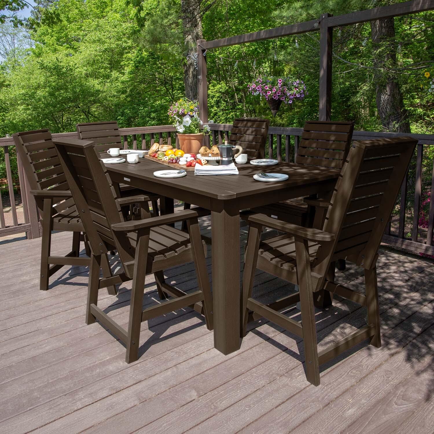 Elm Pointe 7 Pc Recycled Plastic Counter Height Dining Set In Weathered Acorn by Lakeview - Lifestyle thumbnail
