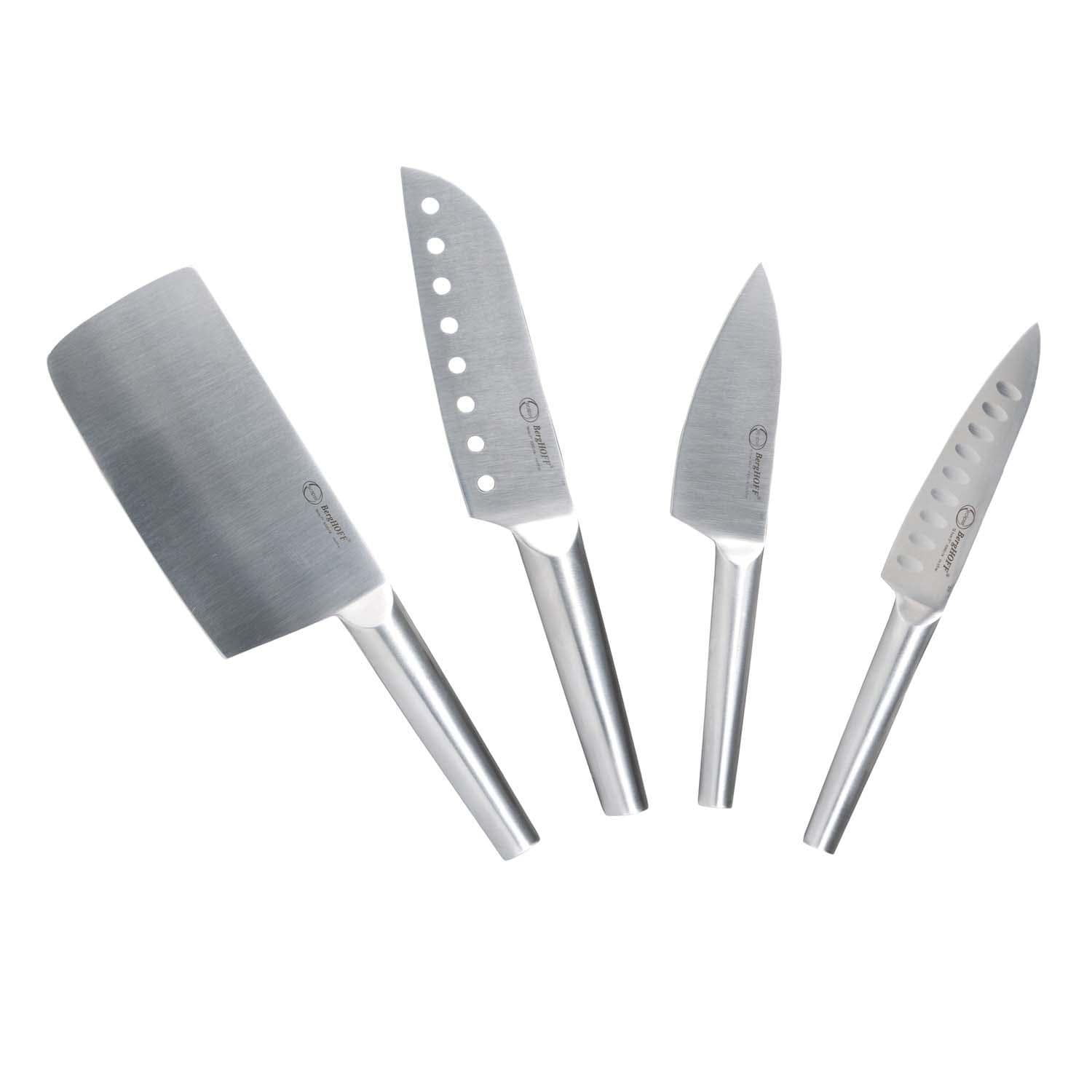 BergHOFF Straight 5 Pc 18/10 Stainless Steel Specialty Knife Set w/ 3-Slot Sharpener - Knives - White Background thumbnail