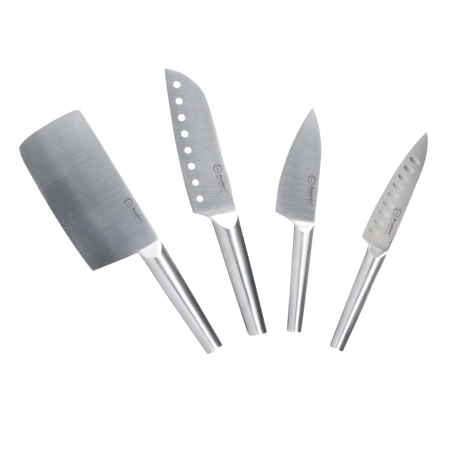 BergHOFF Straight 5 Pc 18/10 Stainless Steel Specialty Knife Set w/ 3-Slot Sharpener - Knives - White Background thumbnail
