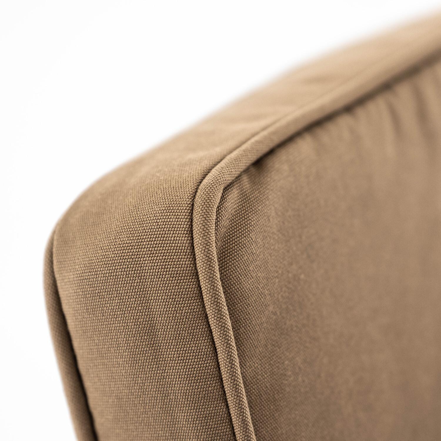 Sunbrella EVN-305-A-5468 Canvas Camel Medium Outdoor Replacement Seat and Back Cushion Set W/ Piping By BBQGuys - Top Angle thumbnail