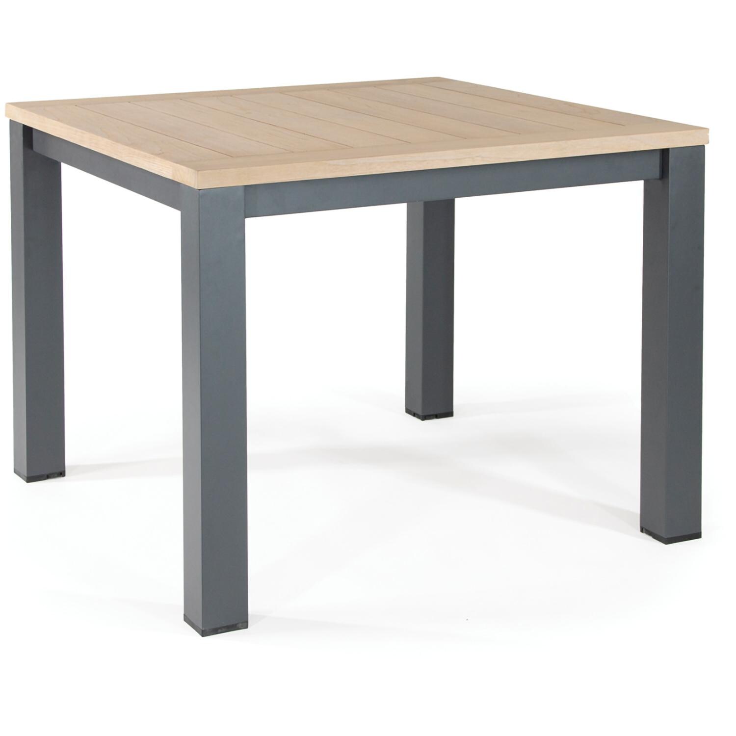 Elba 5 Pc Aluminum Dining Set w/ Teak Tabletop in Charcoal / Spectrum Indigo - Table - White Background thumbnail