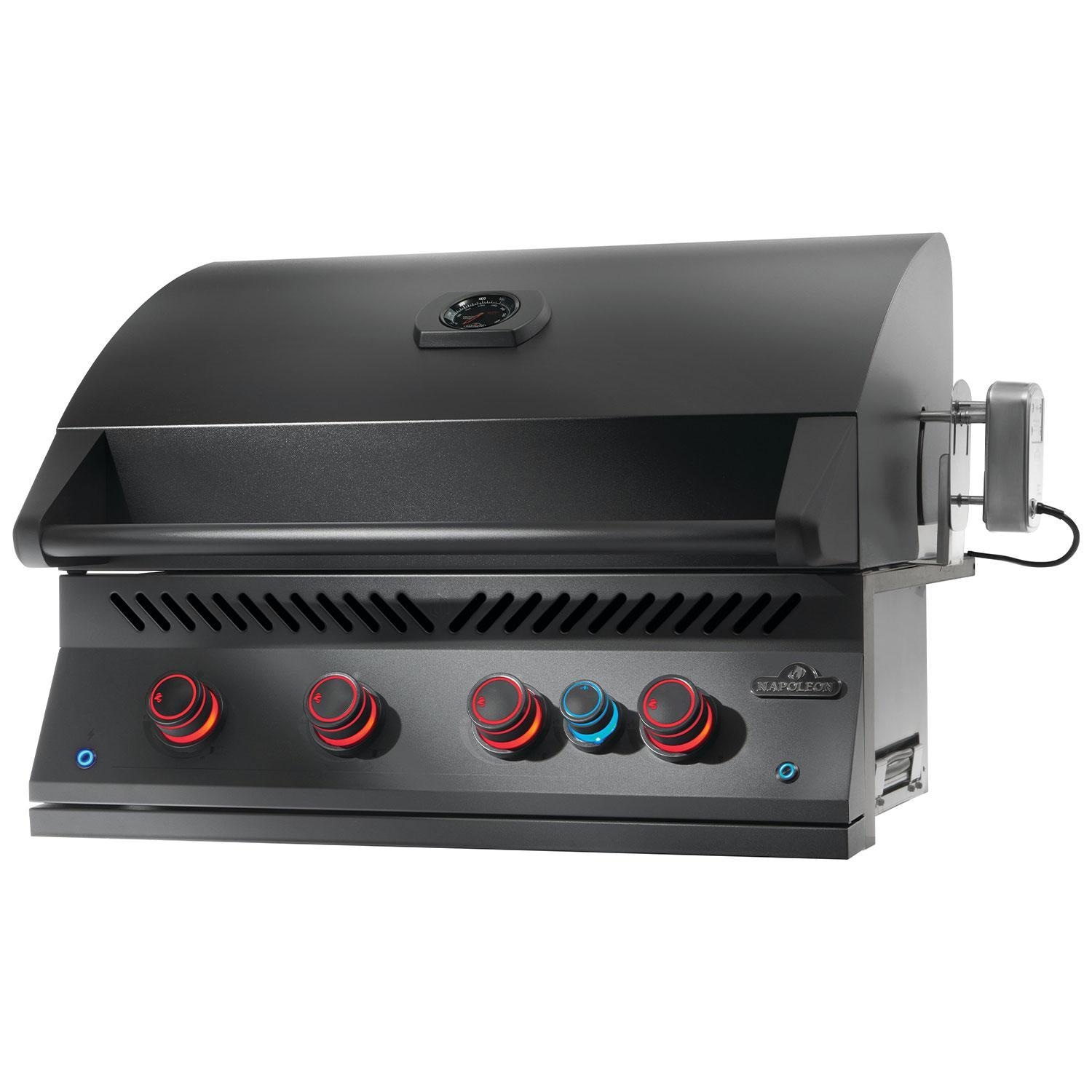 Napoleon BIG32RBPMK-1 700 Series 32-in Built-In Propane Grill w/ Rotisserie & Infrared Rear Burner - Matte Black - Lid Closed - Rotisserie Attached - White Background thumbnail