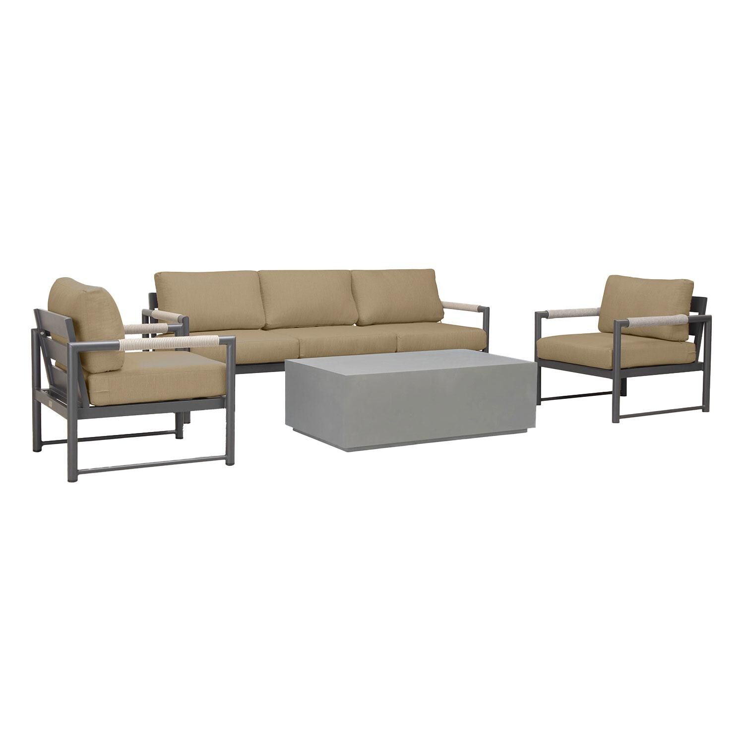 Lakeview AVEBAY-SL-PG-SET135-HB Avenue Bay Slate/Pebble Gray 4 Pc Sofa Set - Harvest Beige - Angled - White Background thumbnail