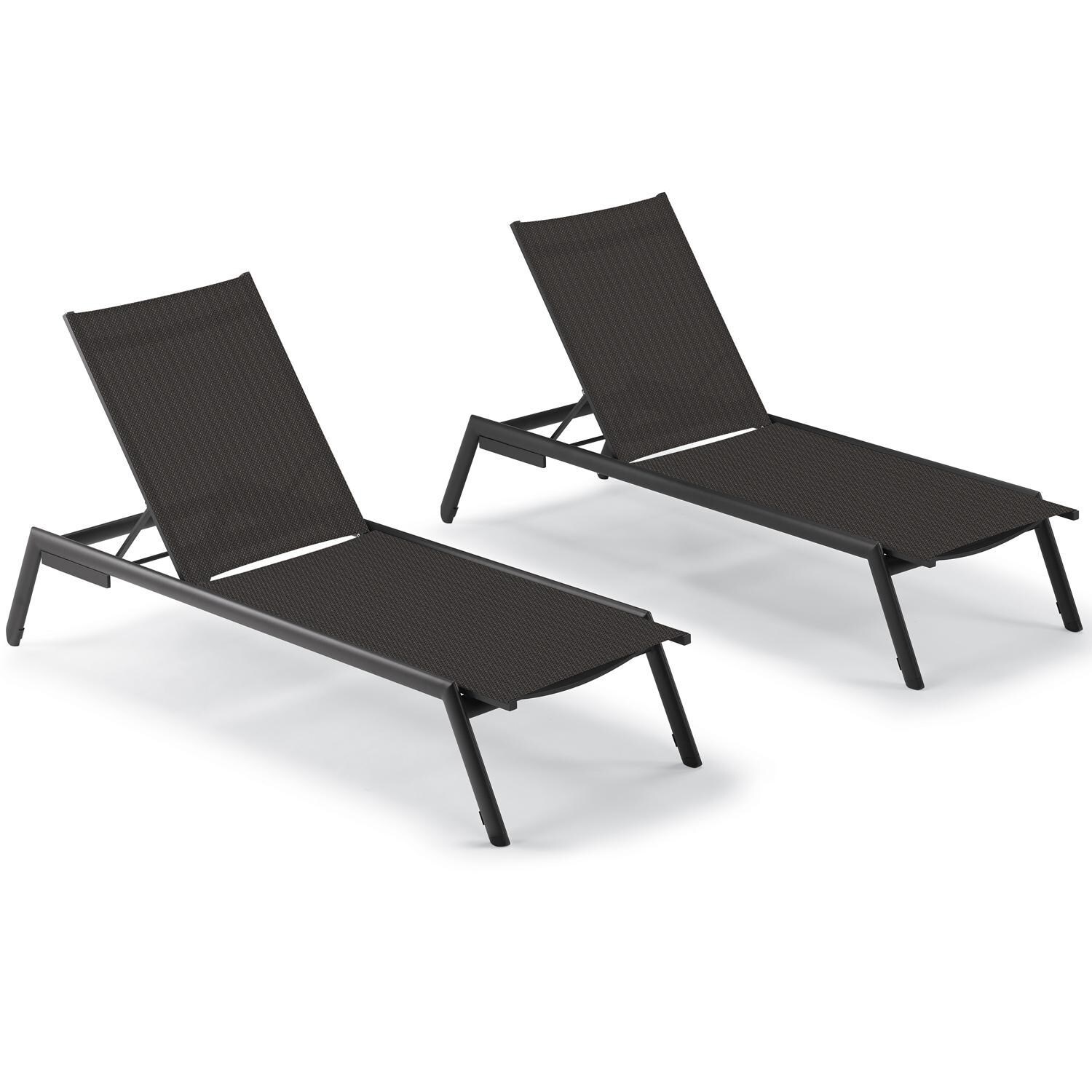 Eiland 2 Pc Aluminum Chaise Lounge Set in Carbon/Ninja by Oxford Garden