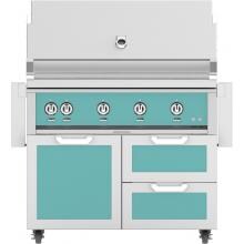 Hestan 42-Inch Natural Gas Grill W/ Rotisserie On Double Drawer & Door Tower Cart - Bora Bora - GABR42-NG-TQ