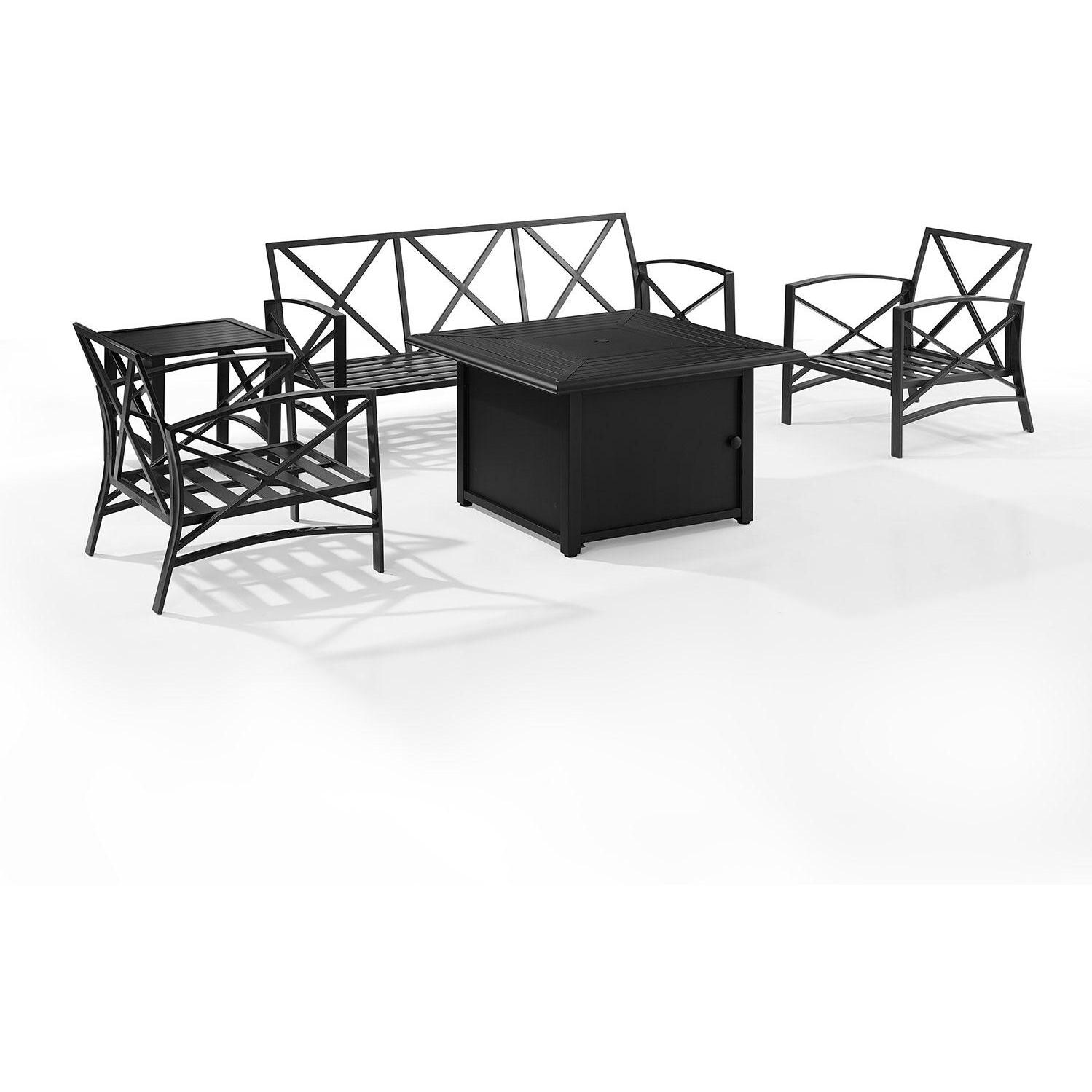 Ultimate Patio UP-82269BZ-MI 5Pc Outdoor Sofa Set W/ Fire Table in Mist - Cushions Removed - White Background thumbnail