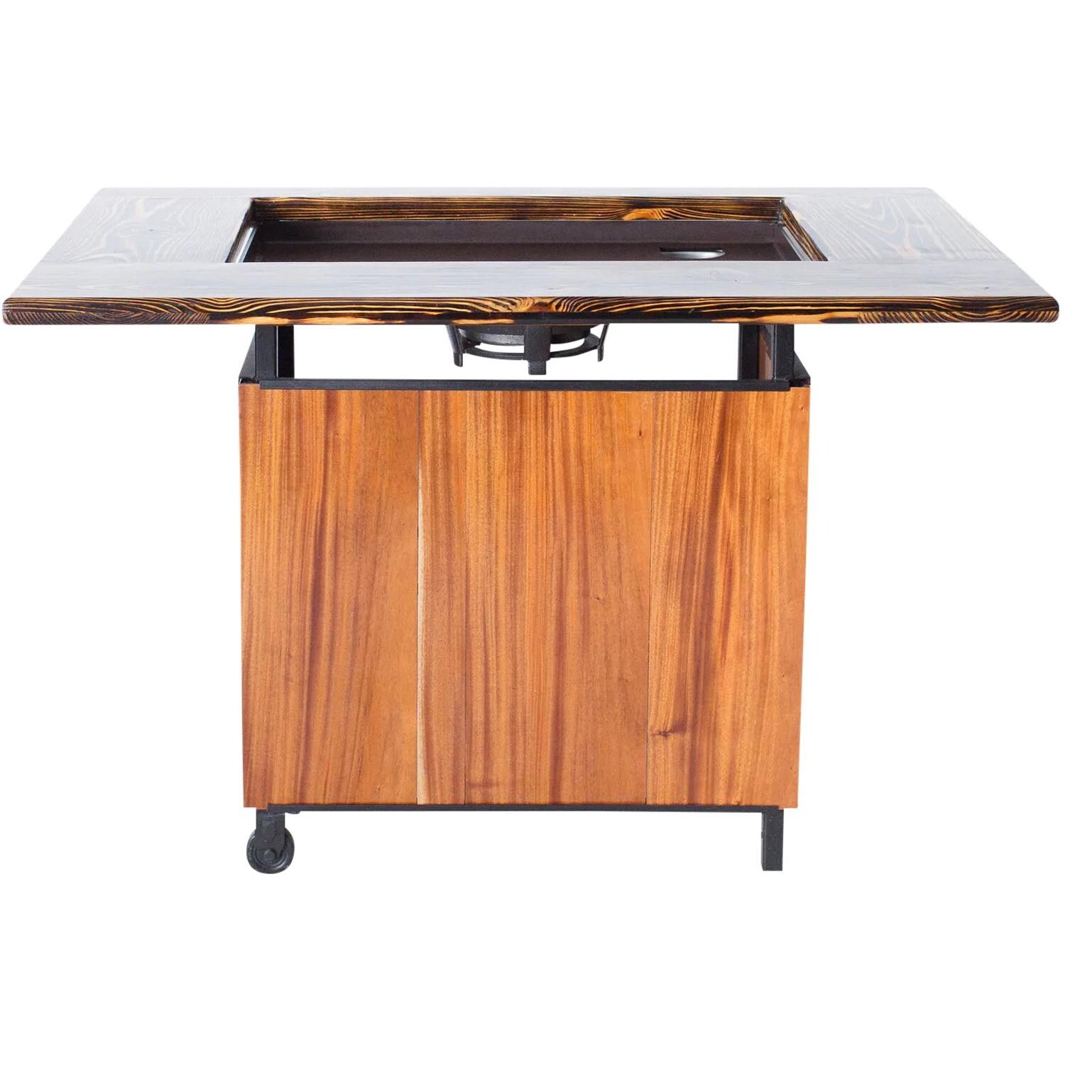 Backyard Hibachi Flattop Propane Gas Grill - African Mahogany - BY-BHPOGAM
