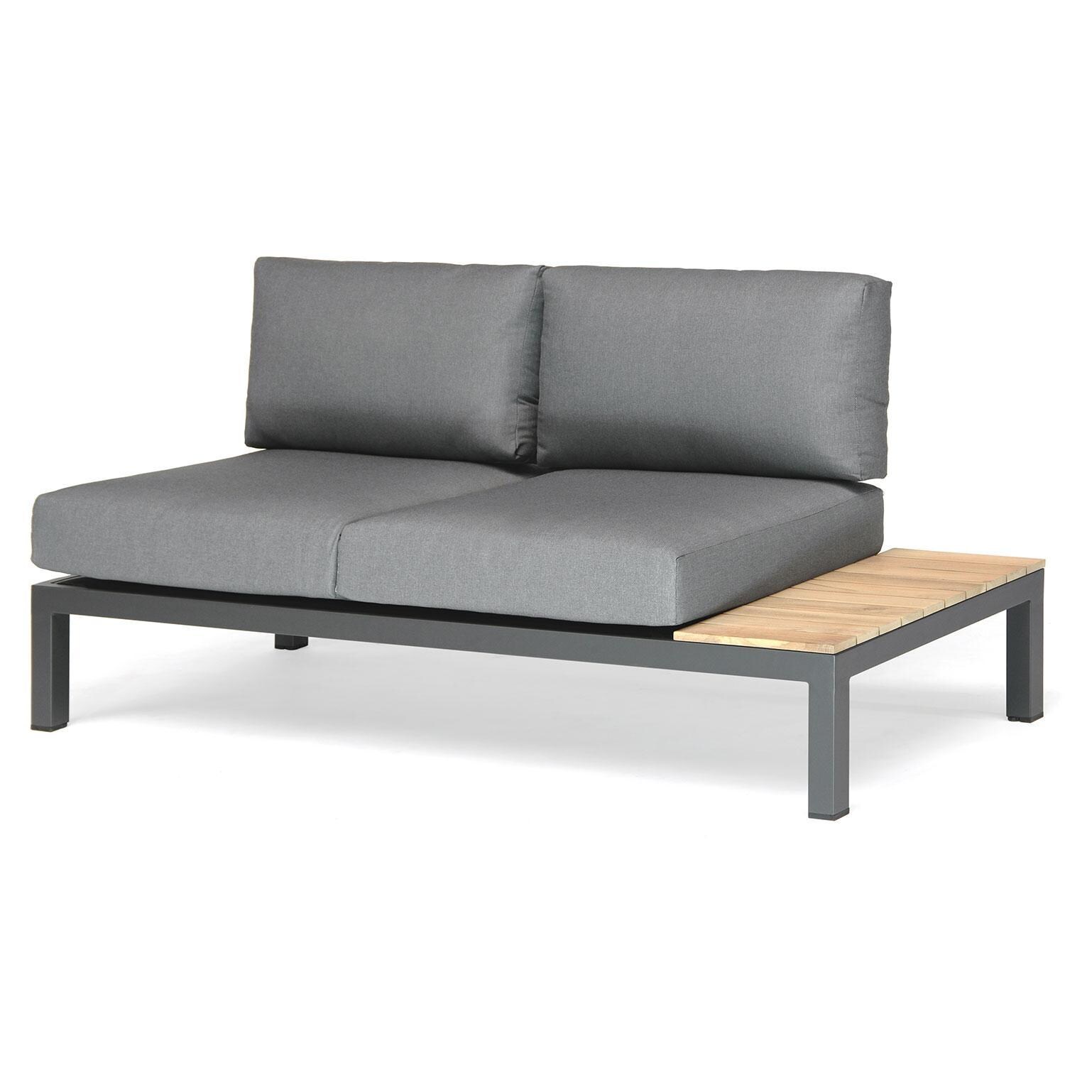Elba 4 Pc Aluminum/Teak Seating Sectional Corner Set in Charcoal By KETTLER - Right Corner - White Background thumbnail