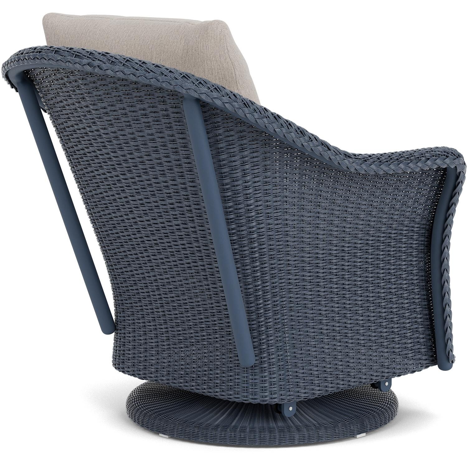 Lloyd Flanders Weekend Retreat Swivel Glider Lounge Chair in Denim Blue Finish W/ Remy Cloud Fabric - Back Right thumbnail