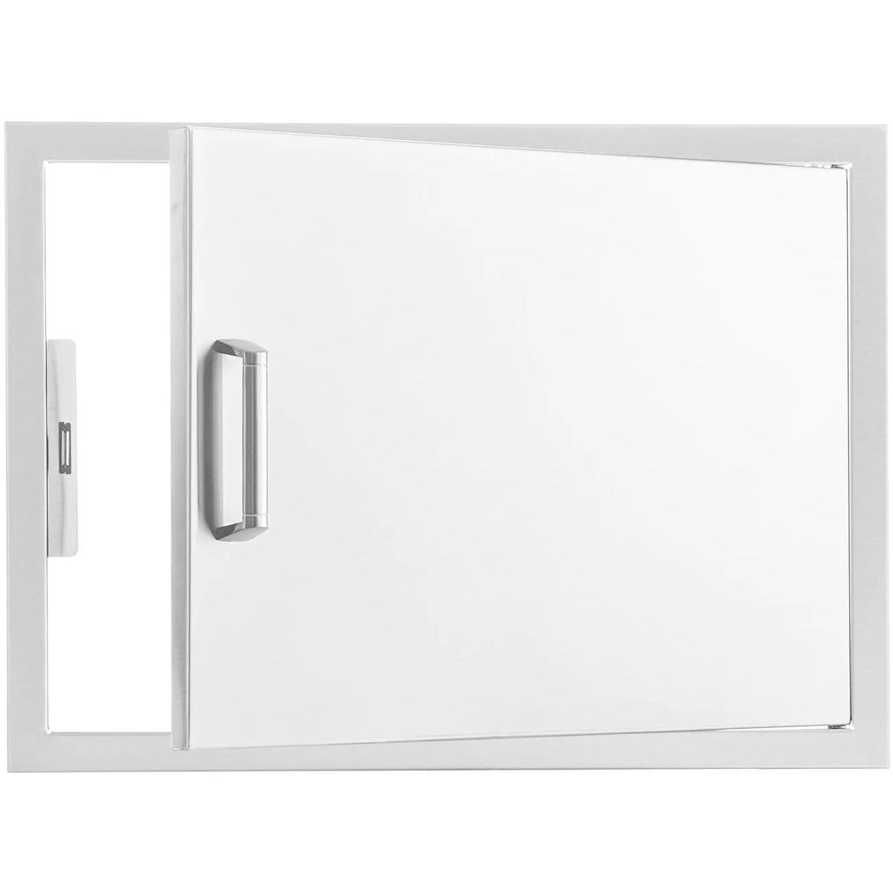 BBQGuys Signature BBQ-260-SH-2417 Contempo 28-Inch Stainless Steel Reversible Single Access Door - Horizontal - Angled View thumbnail