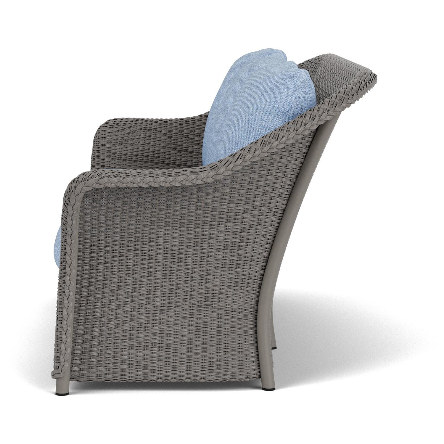 Lloyd Flanders Weekend Retreat Sofa in Pewter Finish W/ Demo Skyway Fabric - Side thumbnail