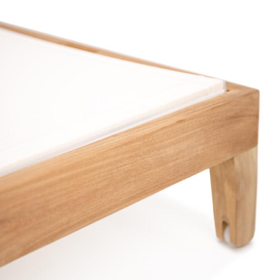 Teak + Table Monday Teak Patio Chaise Lounge W/White Sling - Hinge - Detail thumbnail