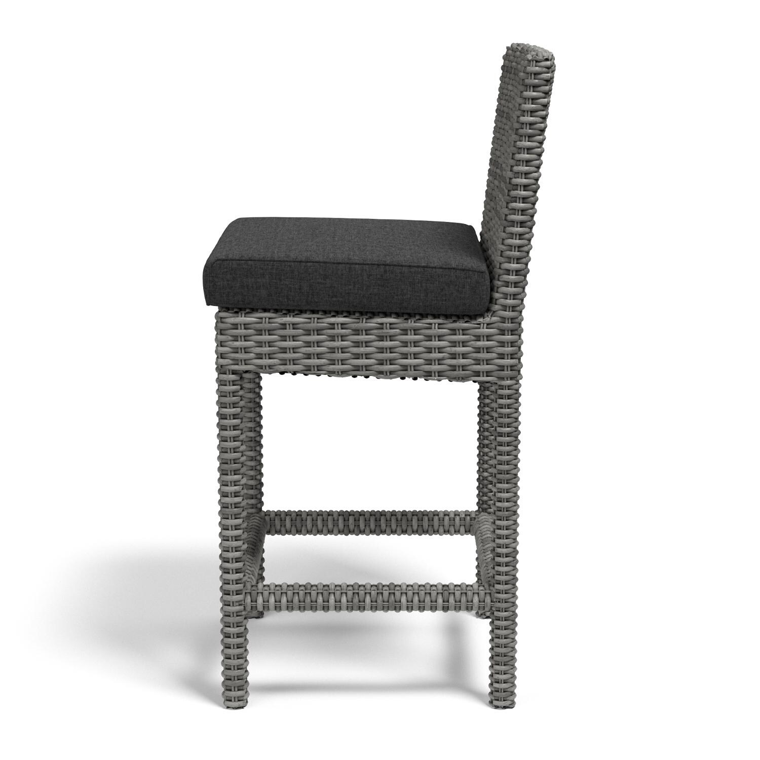 Sunset West - 1802-7C-48085 - Emerald II Resin Wicker Patio Counter Stool W/ Sunbrella Spectrum Carbon Cushions - Side View thumbnail