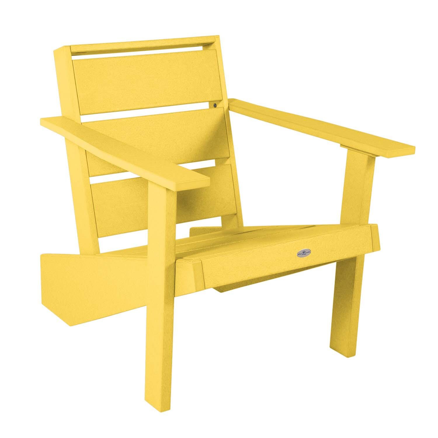 Hazel Cove Recycled Plastic Adirondack Chair in Sunbeam Yellow by Lakeview Outdoor Designs - Angled View - White Background thumbnail
