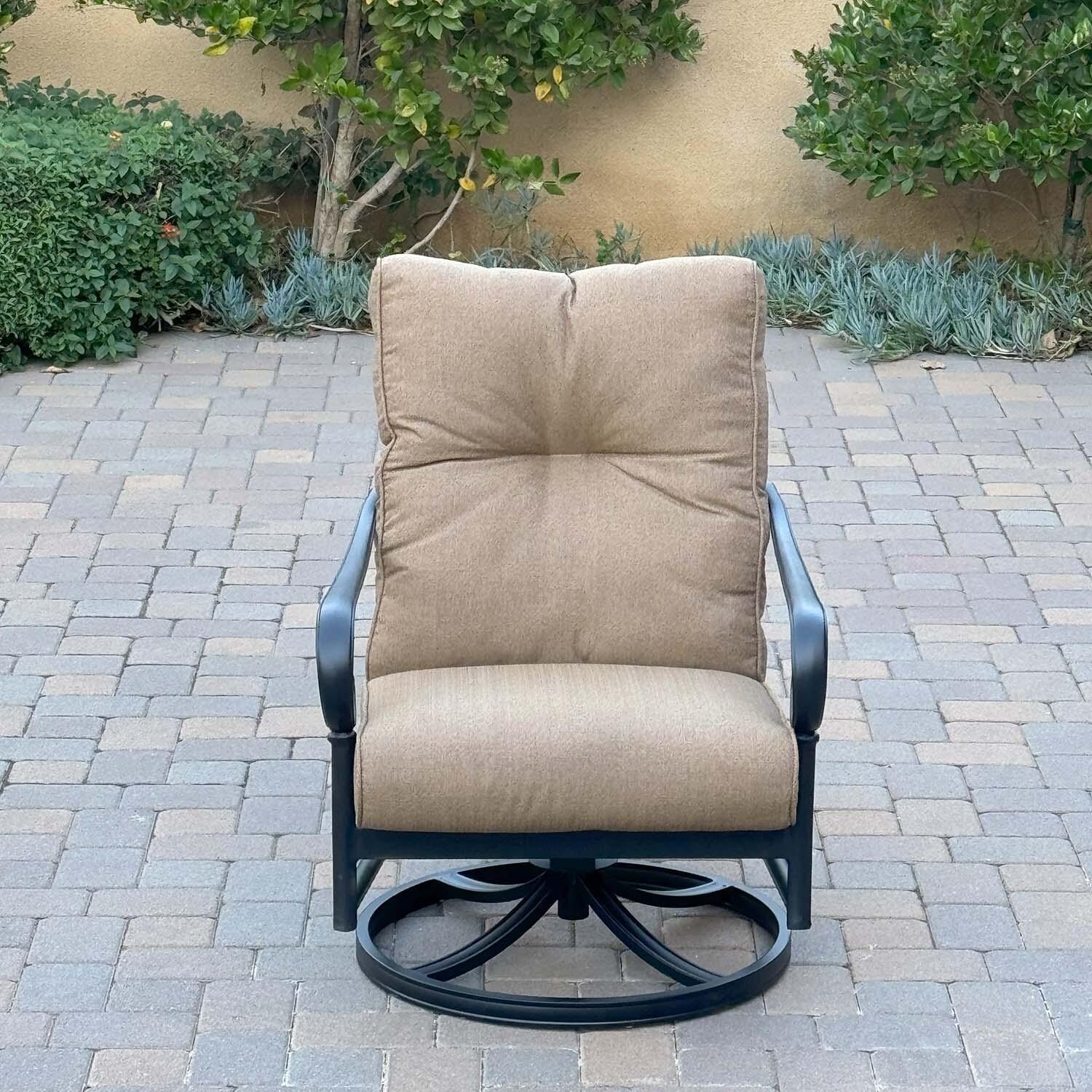 Santa Anita 5 Pc Cast Aluminum Seating Set in Antique Bronze/Sesame by Darlee - Swivel Rocker - Lifestyle thumbnail