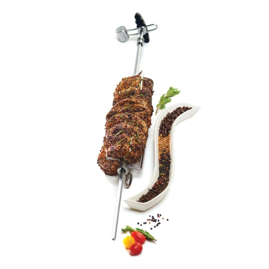 GrillPro 39.5-in Heavy Duty Universal Rotisserie Kit - 60090 - With Food - White Background thumbnail