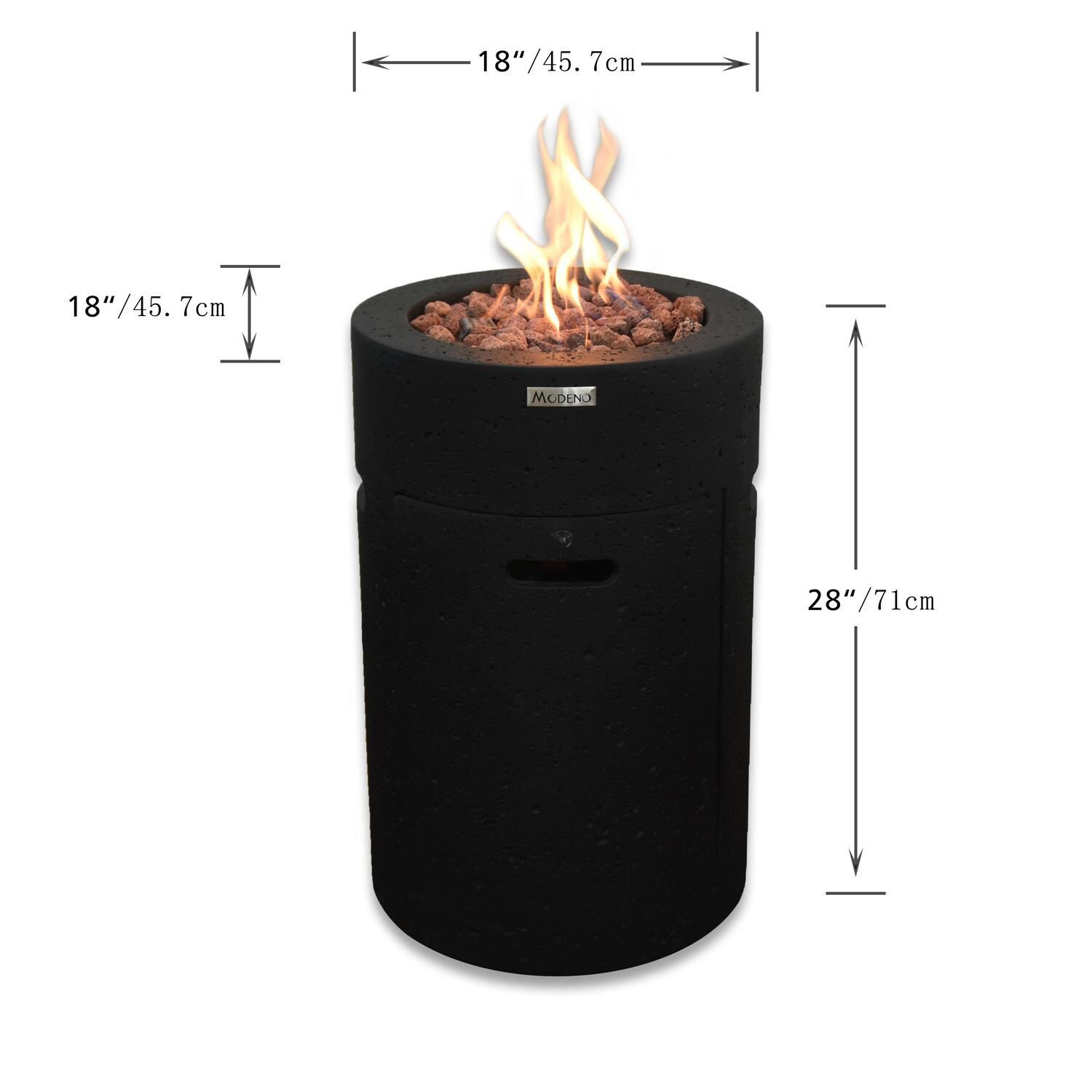 Elementi OFG602-LP Modeno Lava Tube 18-Inch Propane Fire Pit Enclosure - Dimensions thumbnail