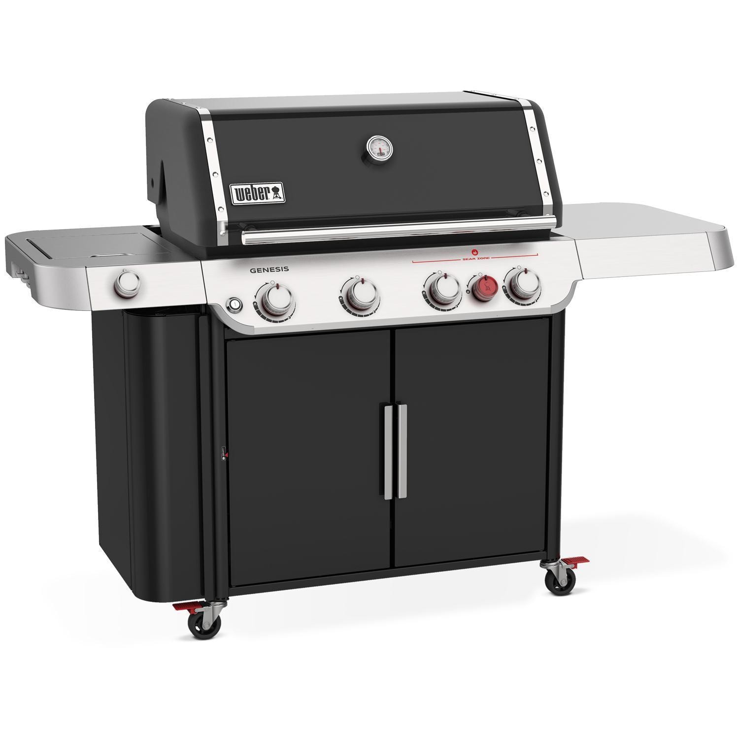 Weber GENESIS 36410001 E-435 Propane Gas Grill with Sear Burner & Side Burner - Black - Left-Side Angled View - White Background thumbnail