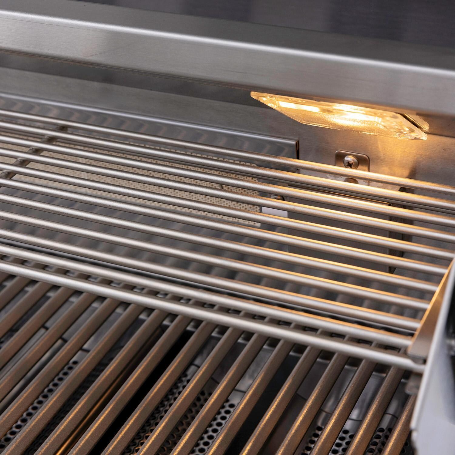 Blaze BLZ-4LTE3-NG Premium LTE+ 32-Inch 4-Burner Built-In Natural Gas Grill With Rear Infrared Burner & Lift-Assist Hood - Warming Rack Grates - Detail