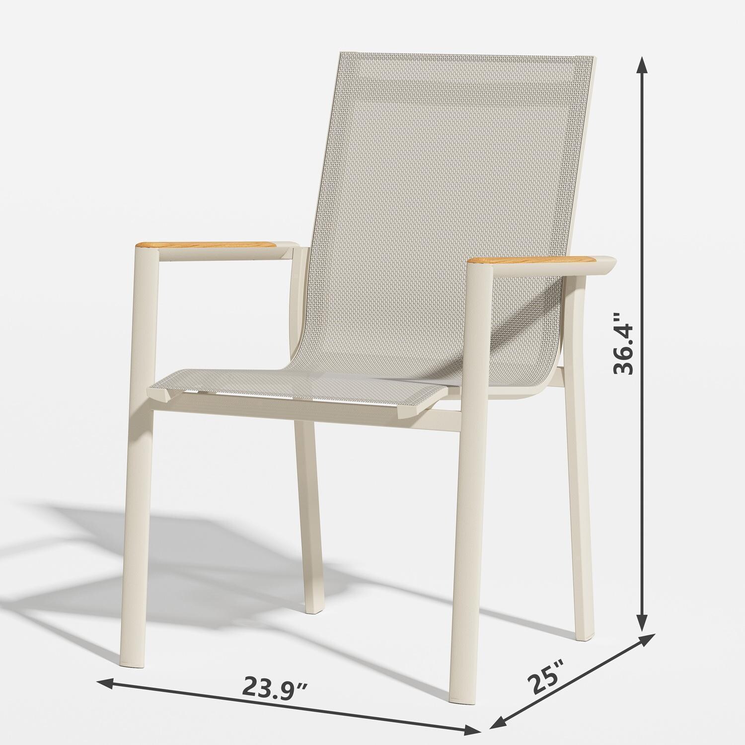 Lakeview Outdoor Designs LV-3511-5 Forestview 5 Pc Aluminum Dining Set in Gray - Chair Dimensions - Dimensional thumbnail