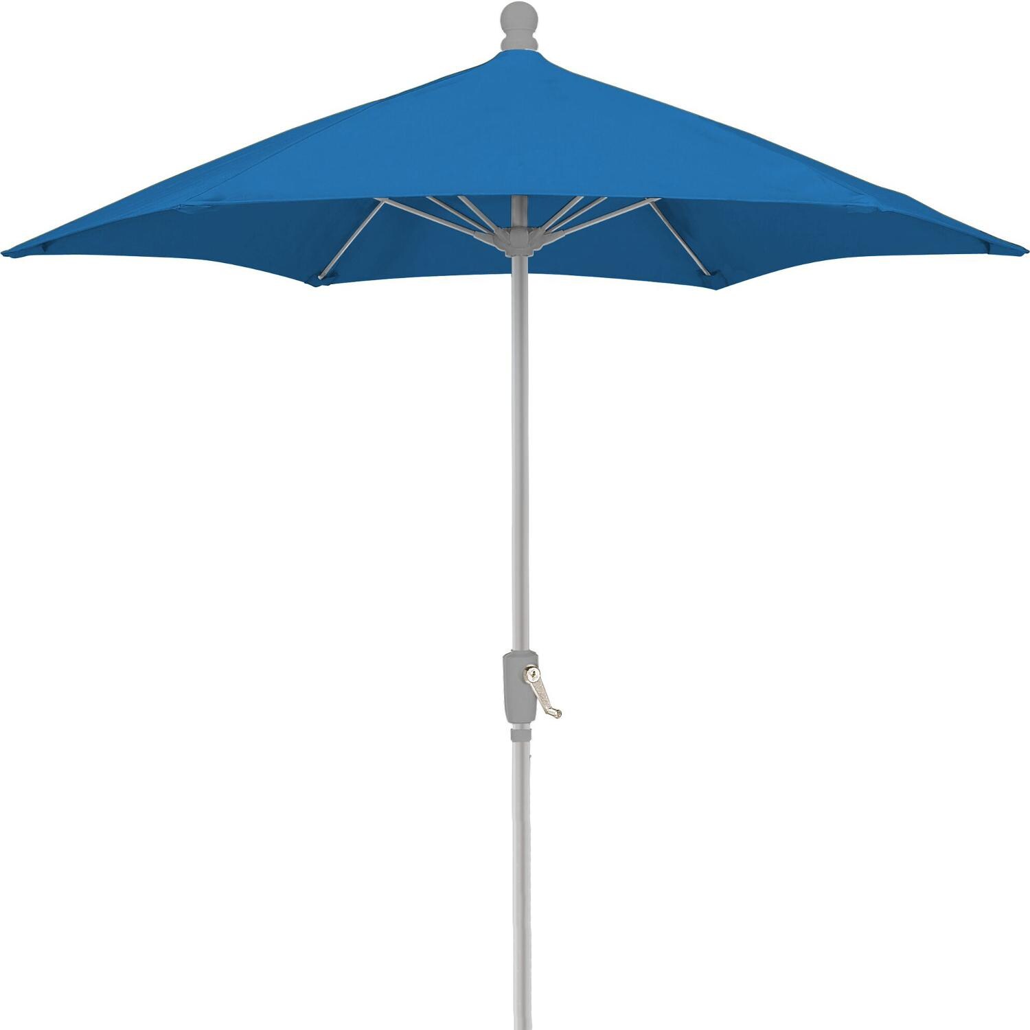 FiberBuilt 7.5 Ft. Aluminum Market Patio Umbrella W/ Crank Lift - Silver Pole / Pacific Blue Olefin image