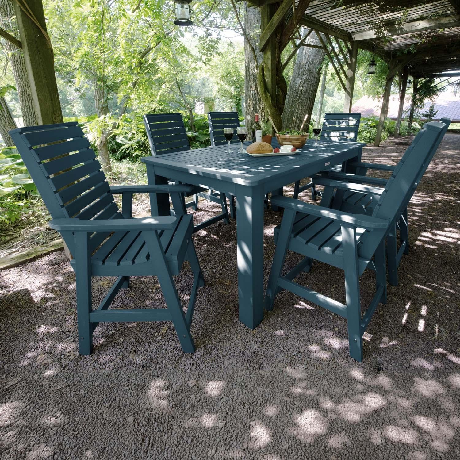 Lakeview Outdoor Designs Elm Pointe 7 Pc Recycled Plastic Rectangular Counter Height Dining Set in Nantucket Blue by - LV-ST7WL2CO4BA-NBE