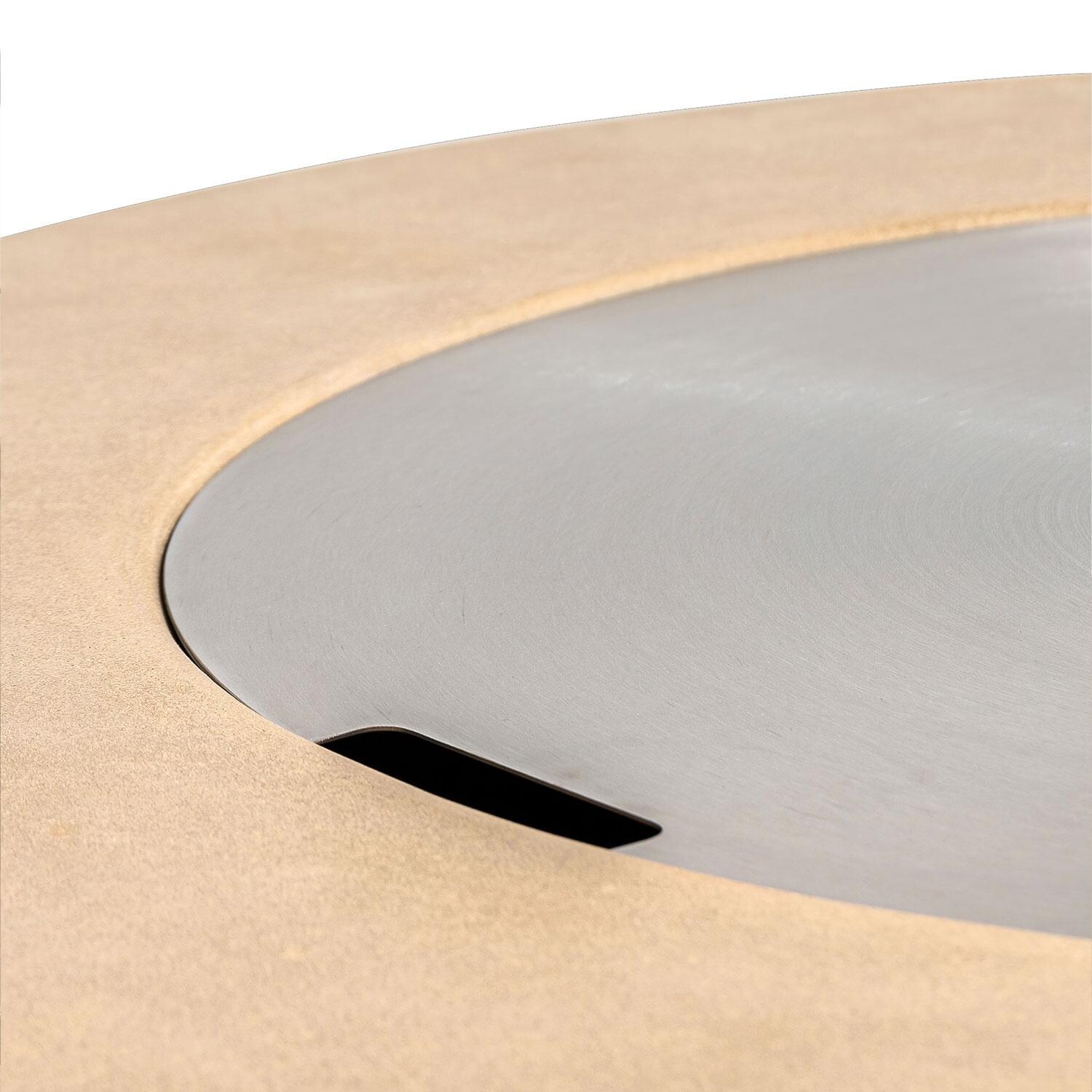 Glenwood 42-in Round Bowl Concrete Natural Gas Fire Pit w/ Push Button Ignition in Sand by Lakeview Outdoor Designs - Burner Lid - Detail thumbnail