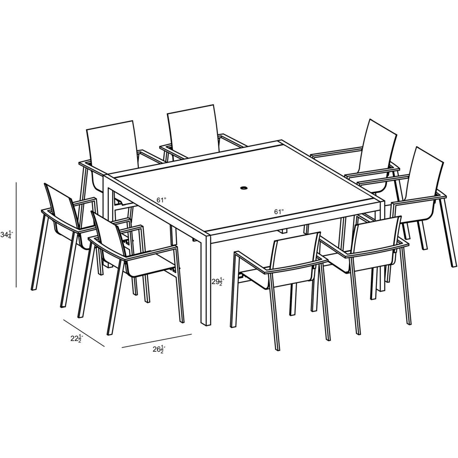 Spring Bay 9 Piece Square Dining Set in White - Dimensional thumbnail