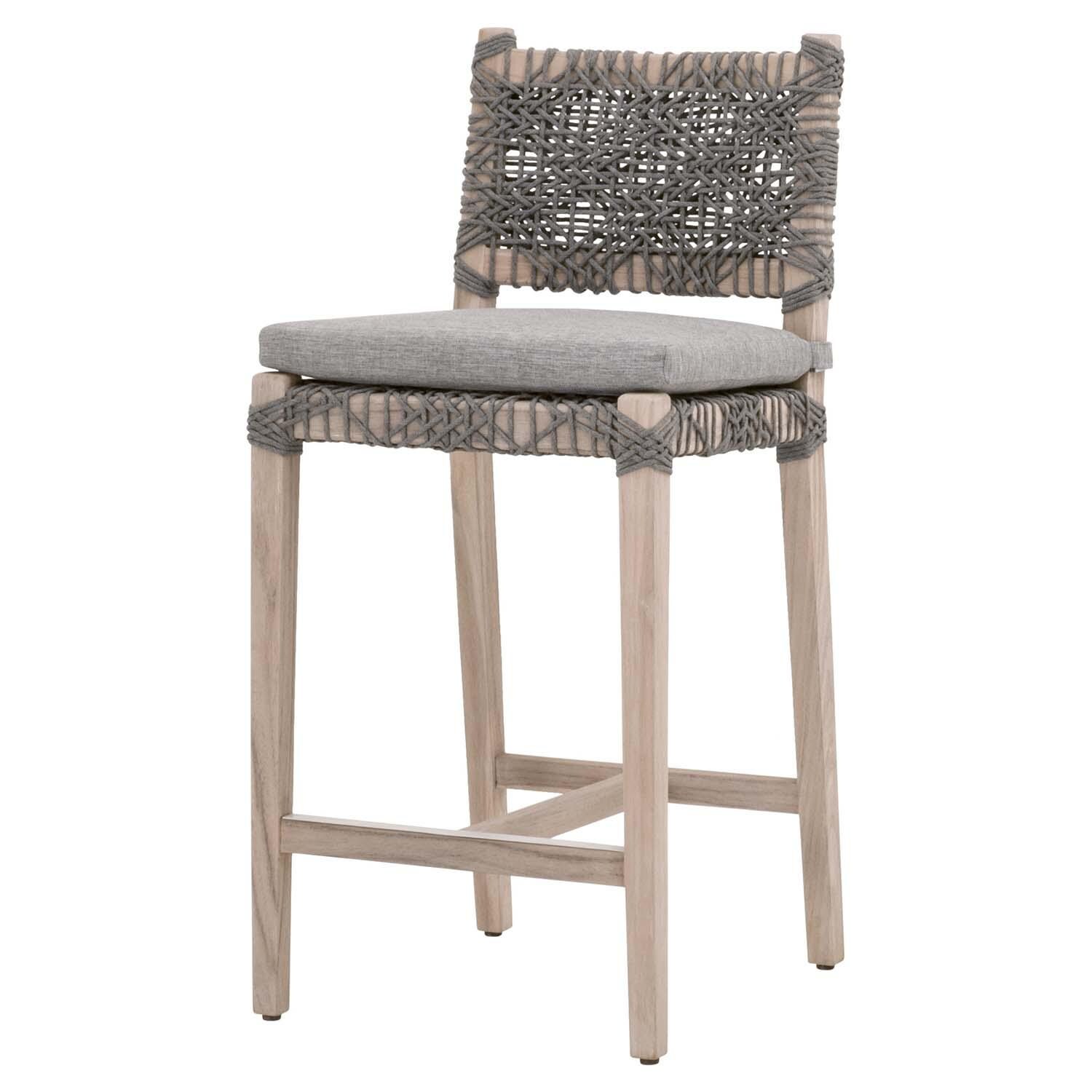 Blushing Bay Woven Rope Counter Bar Stool in Dove By Lakeview - Angled View thumbnail