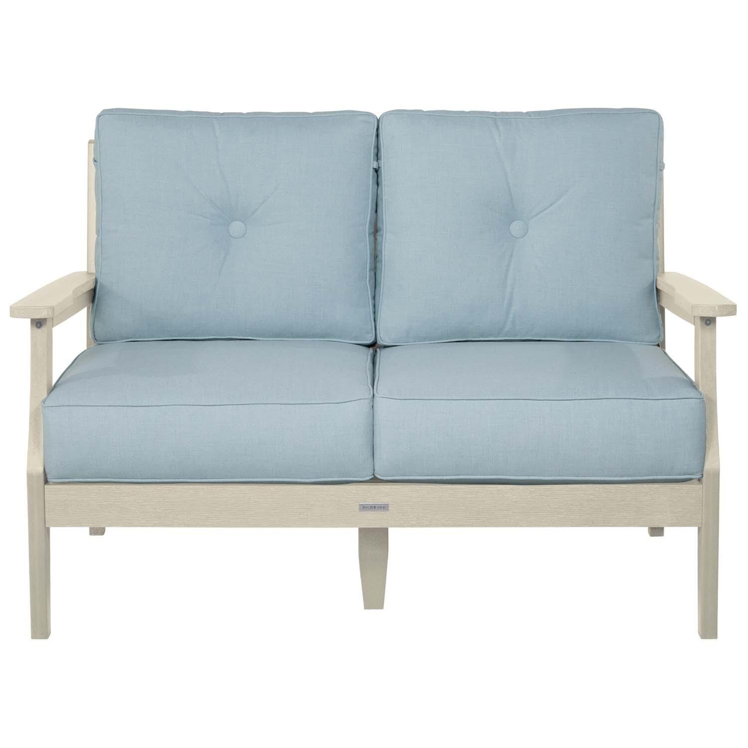 Blushing Bay 2 Person Recycled Plastic Loveseat in Bliss Dew/Whitewash by Lakeview Outdoor Designs - White Background thumbnail