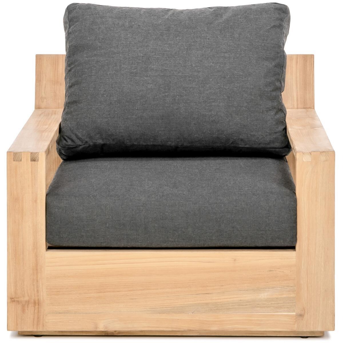 Teak + Table Atlantic Teak Patio Club Chair in Carbon - White Background thumbnail