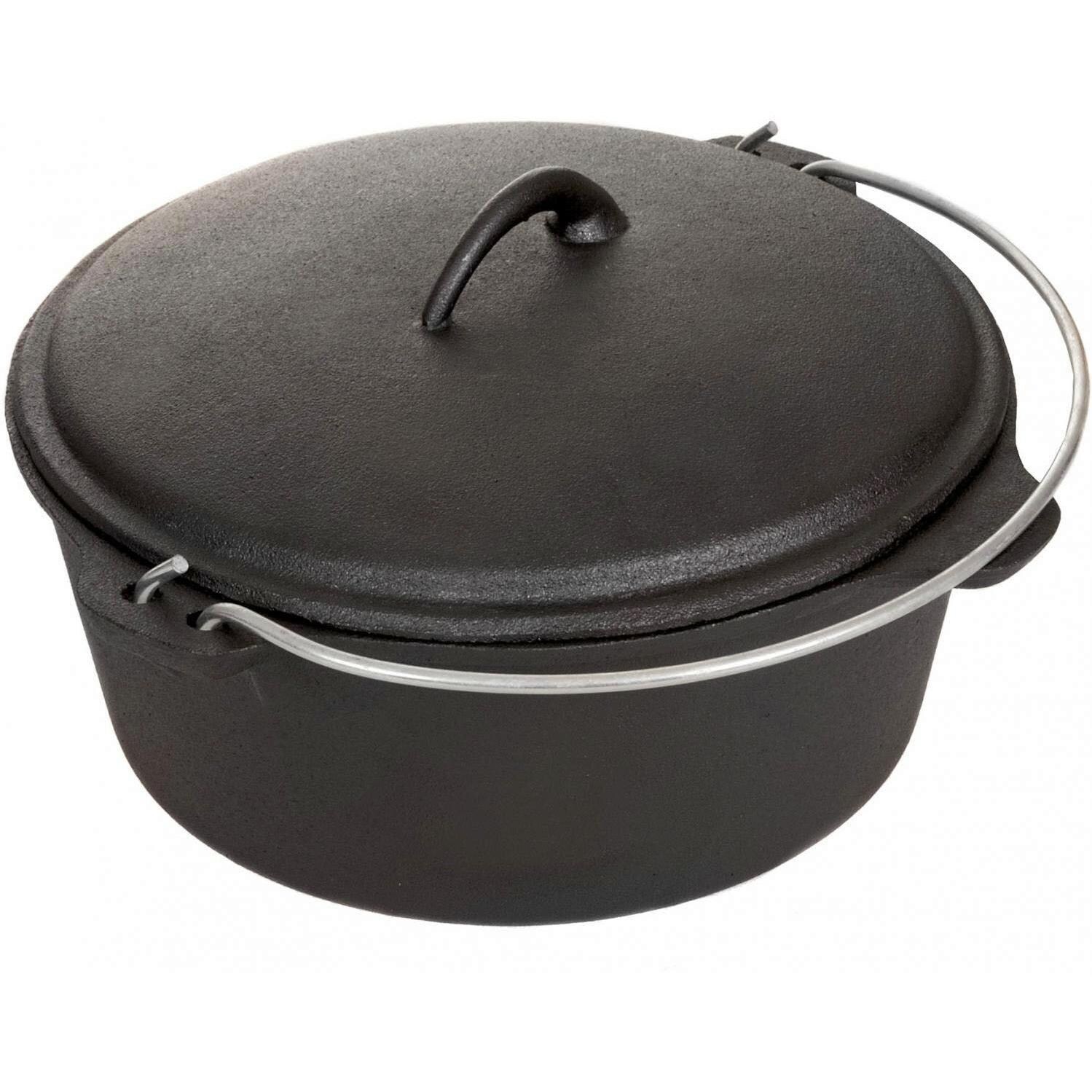 Cajun Classic 20-Quart Seasoned Cast Iron Dutch Oven With Fry Basket