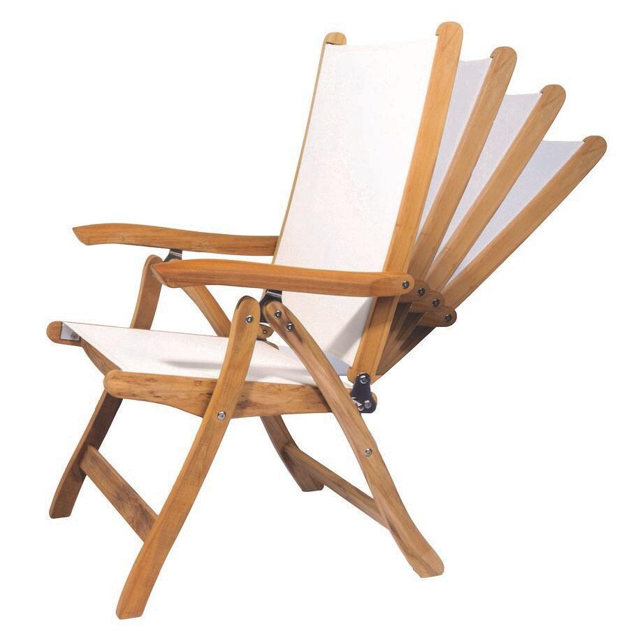 Royal Teak Collection Florida Reclining & Folding Teak Patio Dining Arm Chair - Reclining Positions thumbnail