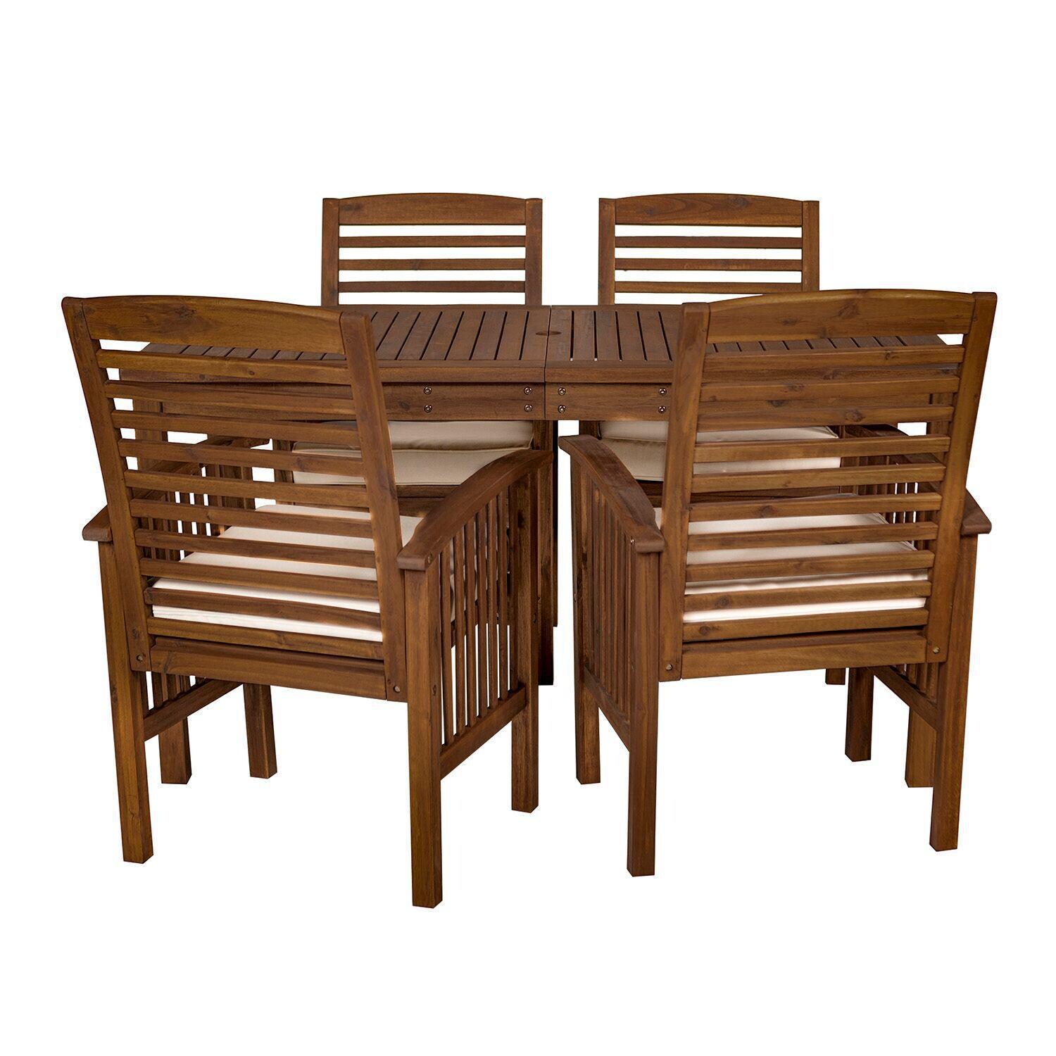 Ultimate Patio Horizon Way 5 Piece Dark Brown Acacia Patio Dining Set - Front View thumbnail