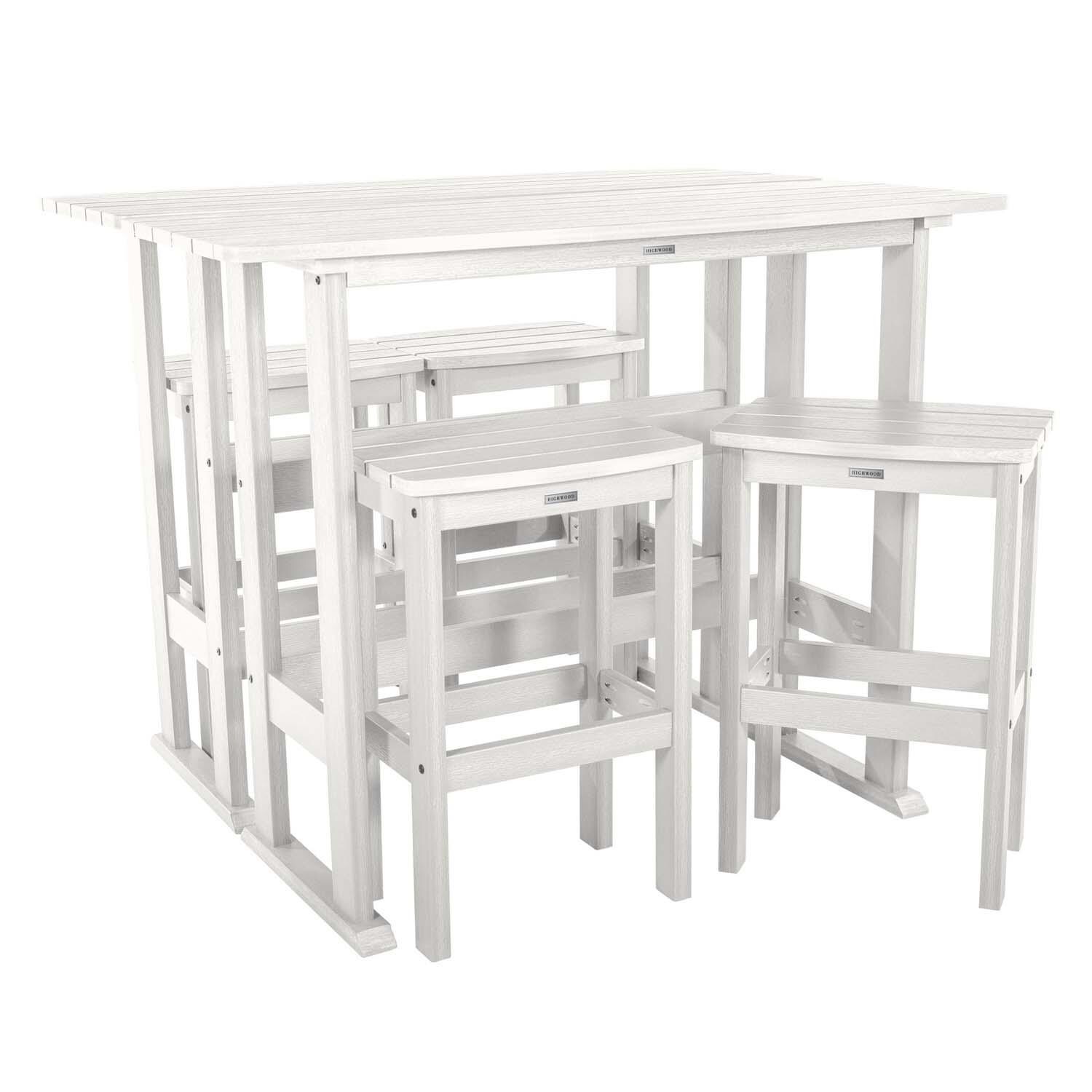 Hart Lane 6 Pc Recycled Plastic Bar Height Dining Set in White By Lakeview Outdoor Designs - Alternate Configuration - White Background thumbnail