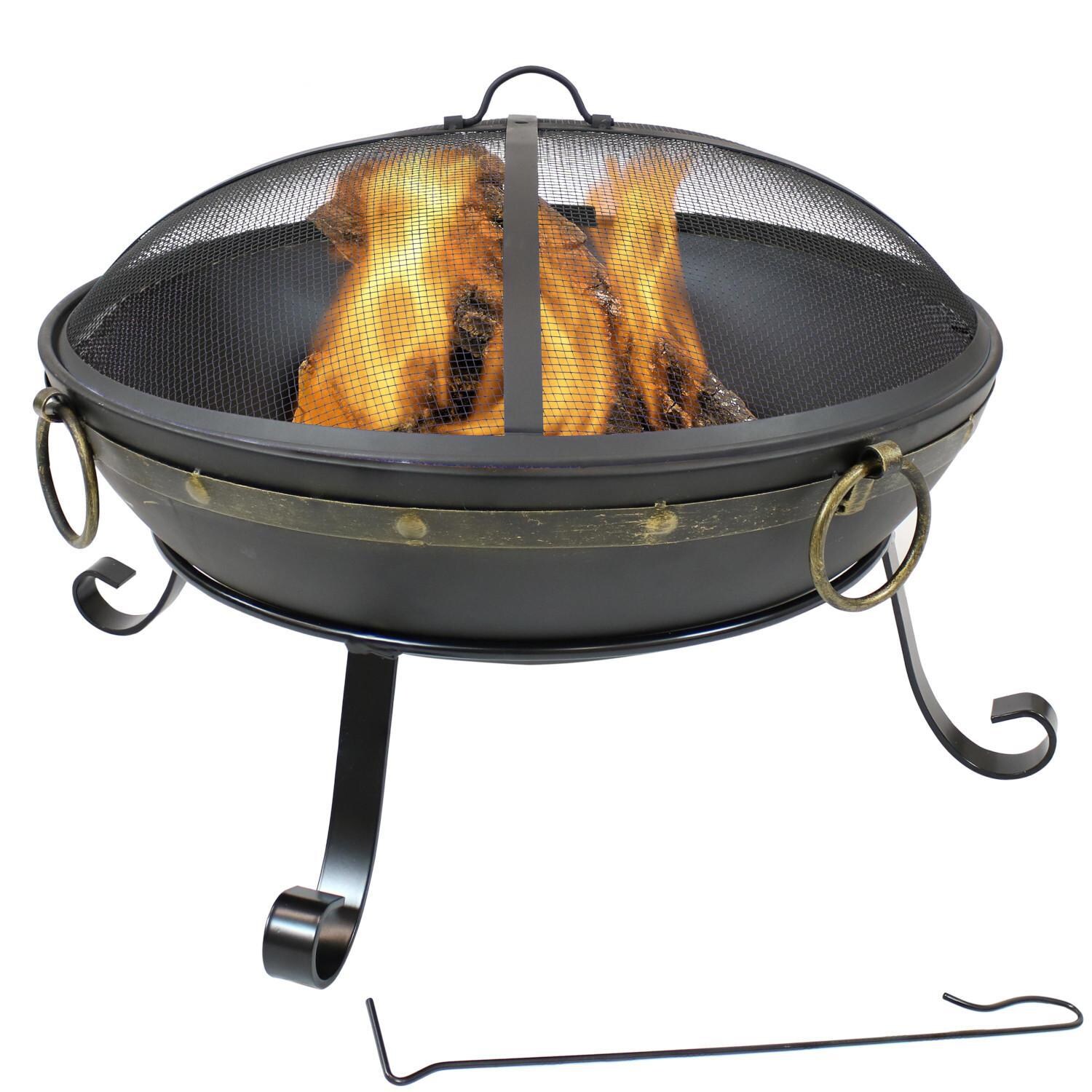 Ultimate Patio 26-Inch Steel Victorian Wood Burning Fire Pit - In Use thumbnail