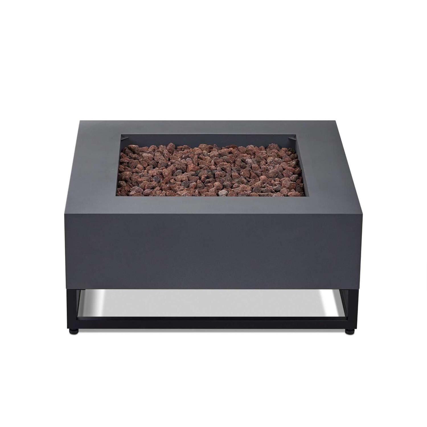 Craft Bay 4 Pc Powder Coated Steel 36 Inch Square Fire Pit in Weathered Slate by Lakeview - Top - White Background thumbnail