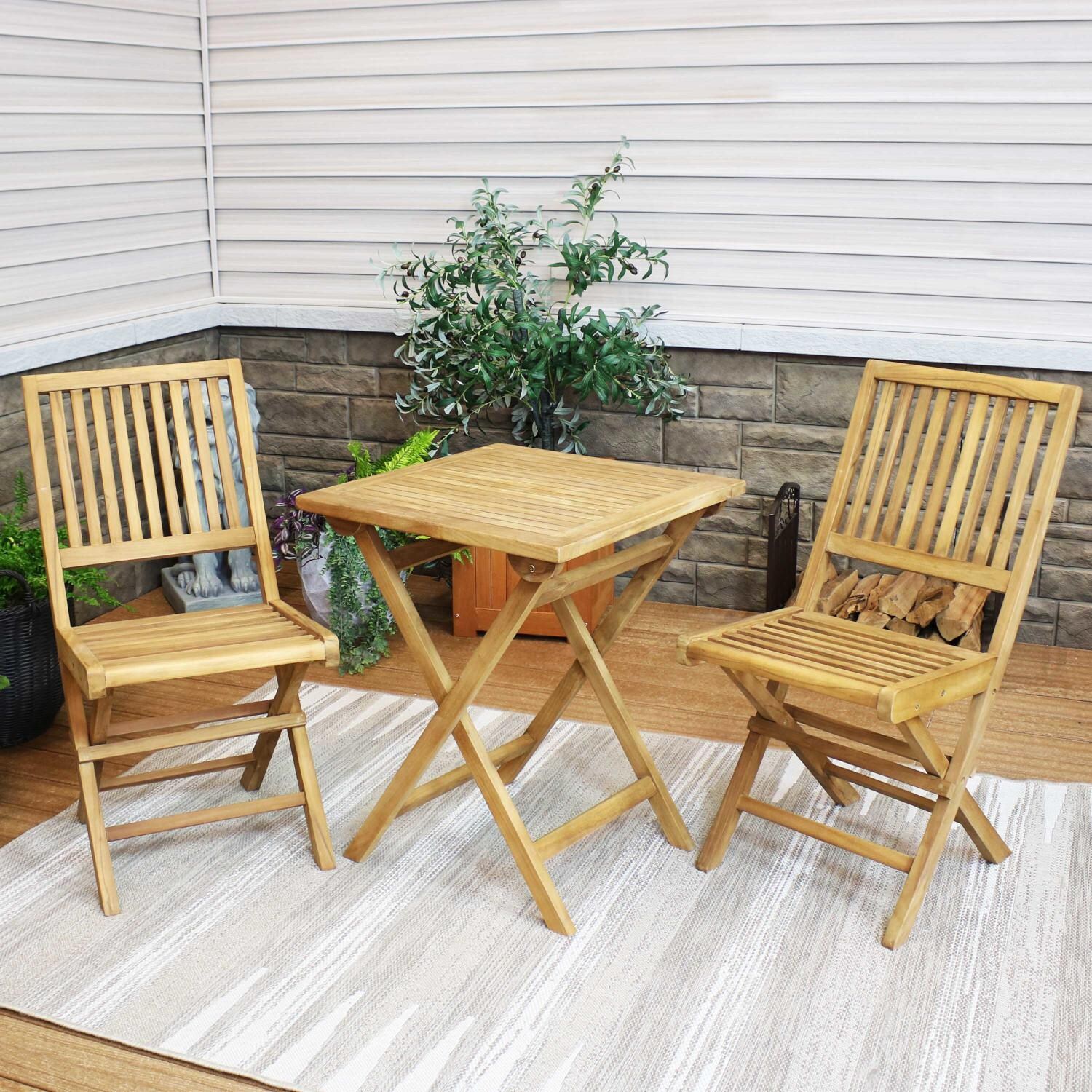 Sunnydaze Decor Nantasket 3-Piece Outdoor Wooden Bistro Set - JVA-322 image