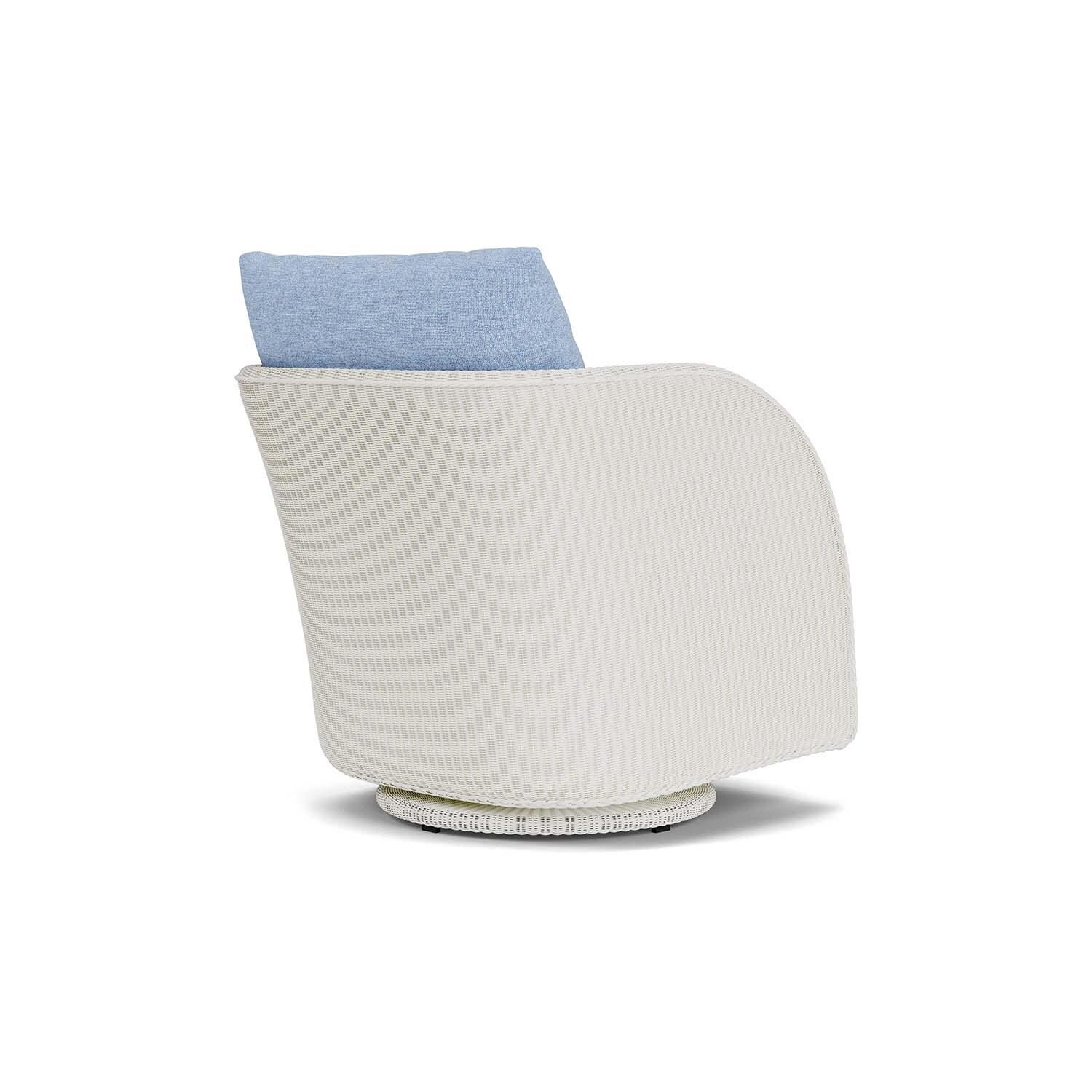 Lloyd Flanders Essence Swivel Glider Lounge Chair W/Demo Skyway Fabric - Matte White Finish - Back Right thumbnail